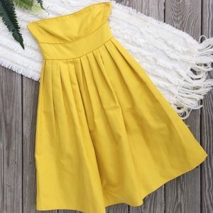 J Crew yellow strapless empire dress